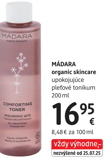 Mádara organic skincare upokojujúce pleťové tonikum