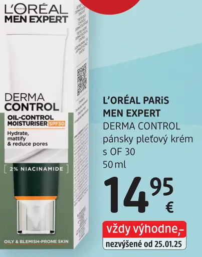 L'Oréal Paris Men Expert Derma Control pánsky pleťový krém