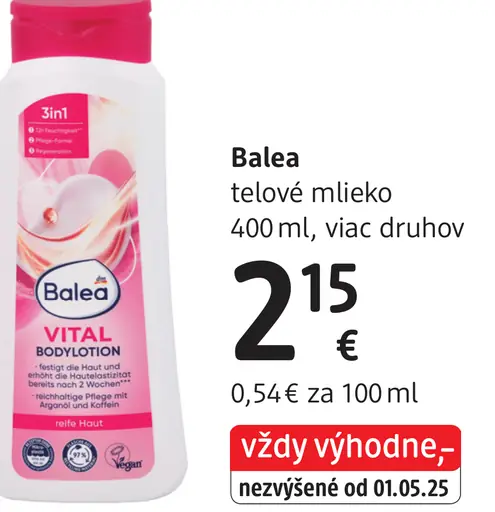 Balea telové mlieko, viac druhov
