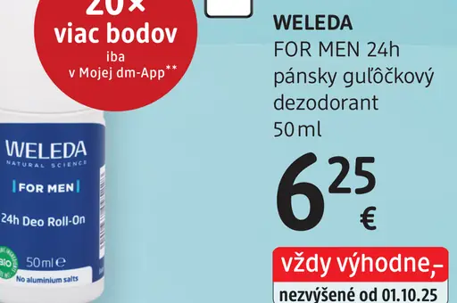 Weleda For Men 24h pánsky guličkový dezodorant