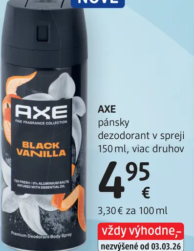 Axe Black Vanilla pánsky dezodorant sprej
