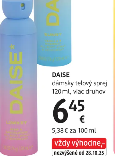 Daise dámsky telový sprej, viac druhov