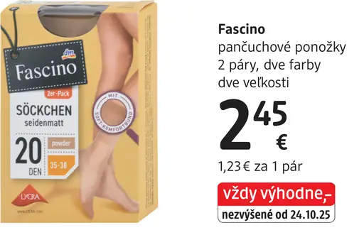 Fascino pančuchové ponožky dve farby dve veľkosti