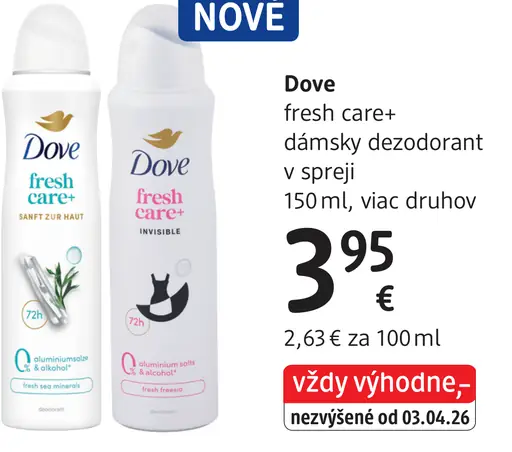 Dove Fresh Care+ dámsky dezodorant v spreji