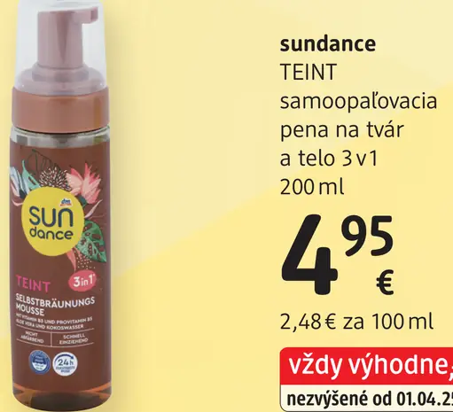 Sundance Teint samoopaľovacia pena na tvár a telo 3v1