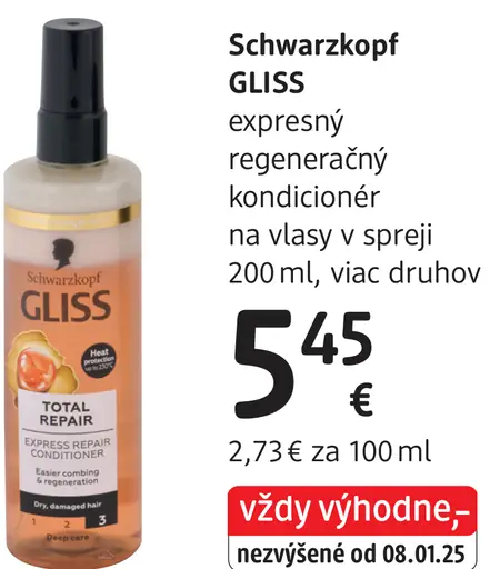 Schwarzkopf Gliss expresný regeneračný kondicionér na vlasy v spreji