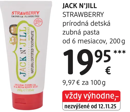 Jack N' Jill Strawberry detská zubná pasta