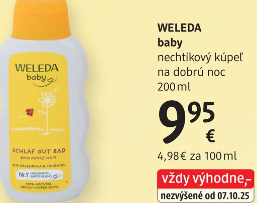 Weleda Baby nechtíkový kúpeľ na dobrú noc
