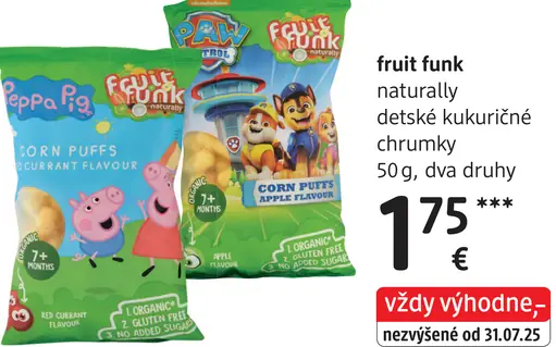 Fruit Funk naturally detské kukuričné chrumky