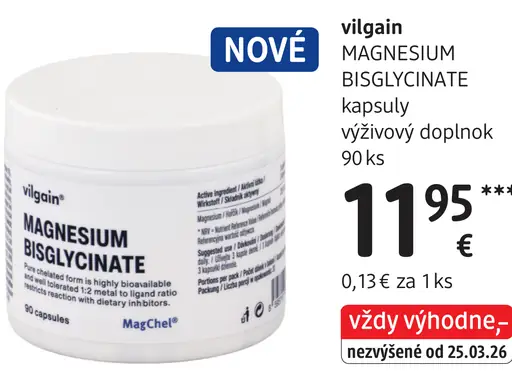Vilgain Magnesium Bisglycinate kapsuly výživový doplnok