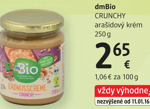 DmBio crunchy arašidový krém