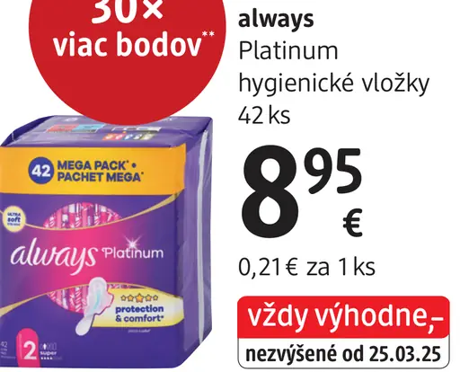 Always Platinum hygienické vložky