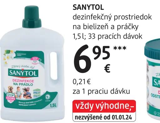 Sanytol dezinfekčný prostriedok na bielizeň a práčky