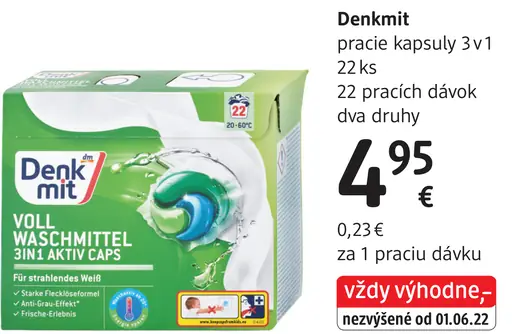 Denkmit pracie kapsuly 3v1 rôzne druhy