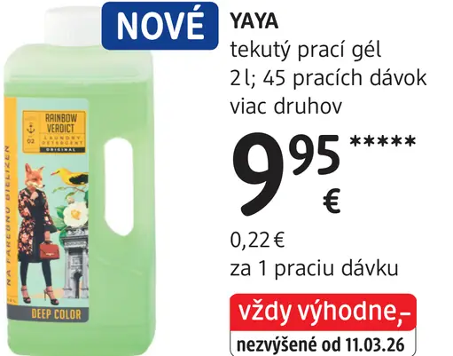 Yaya tekutý prací gél rôzne druhy