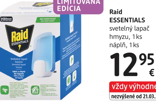 Raid Essentials svetelný lapač hmyzu s náplňou