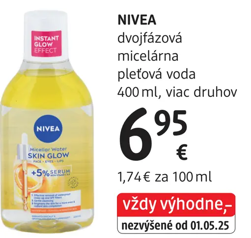 Nivea dvojfázová micelárna pleťová voda, viac druhov