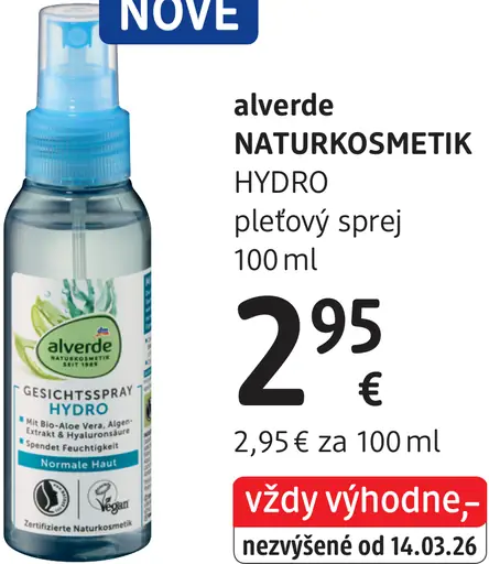 Alverde Naturkosmetik Hydro pleťový sprej