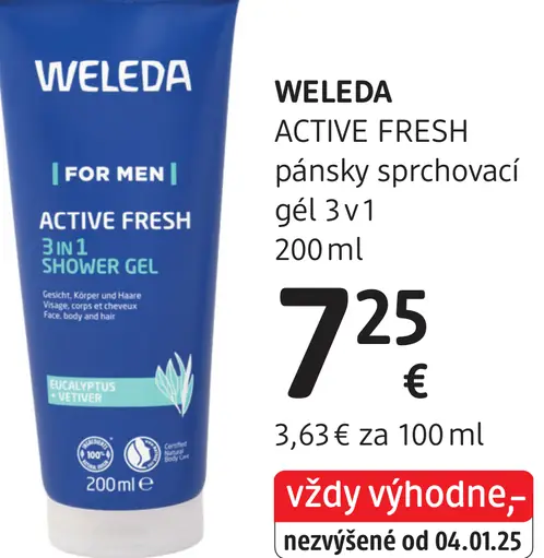 Weleda Active Fresh pánsky sprchovací gél 3 v 1