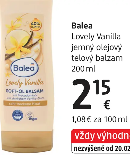 Balea Lovely Vanillia jemný olejový telový balzam