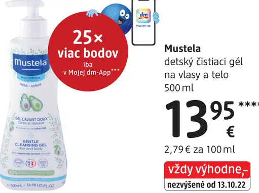 Mustela detský čistiaci gél na vlasy a telo