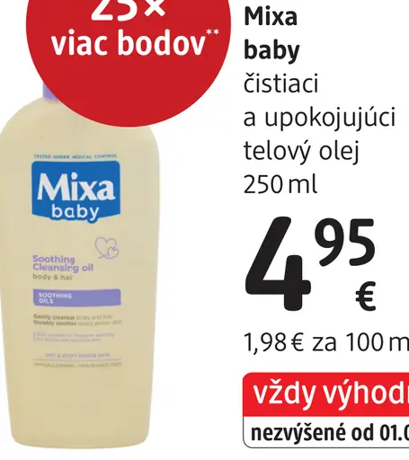 Mixa baby čistiaci a upokojujúci telový olej