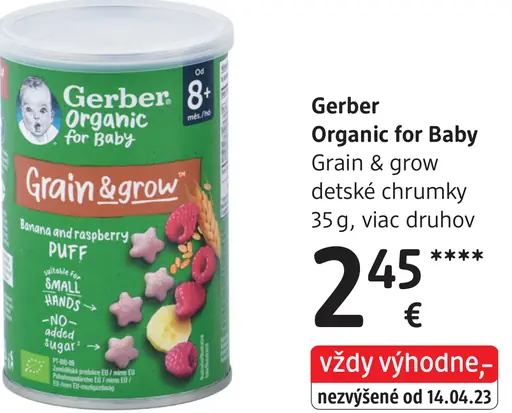 Gerber Organic for Baby Grain & grow detské chrumky