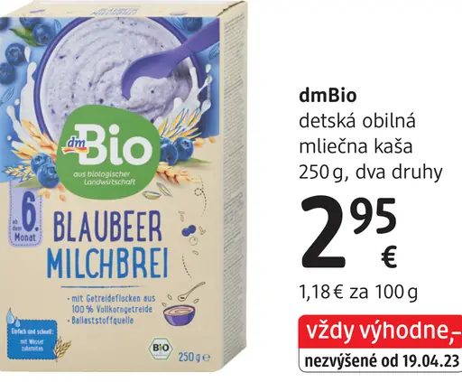 DmBio detská obilninová mliečna kaša