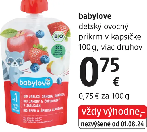 Babylove detský ovocný príkrm v kapsičke