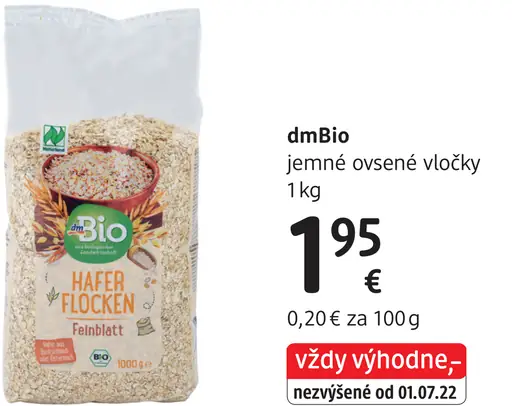 DmBio jemné ovsené vločky