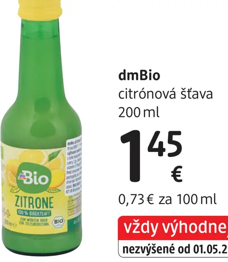 DmBio citrónová šťava