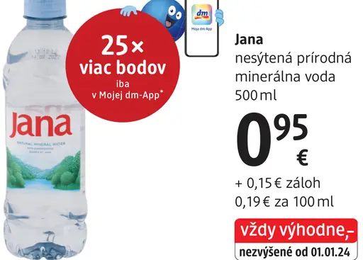 Jana Prírodná minerálna voda nesýtená
