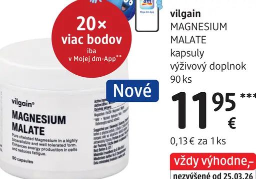 Vilgain Magnesium malate kapsuly výživový doplnok