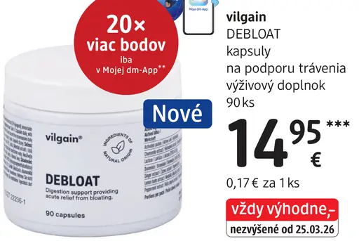 Vilgain Debloat kapsuly výživový doplnok na podporu trávenia