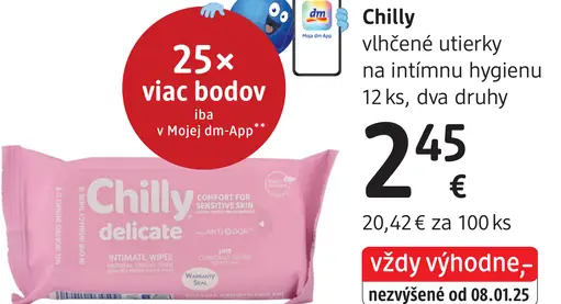 Chilly vlhčené obrúsky na intímnu hygienu