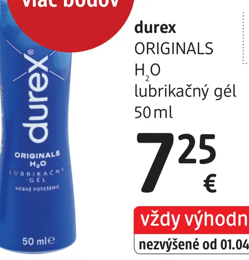 Durex Originals H2O intímny lubrikačný gél
