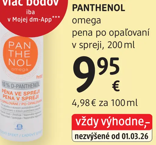 Panthenol omega pena po opaľovaní v spreji