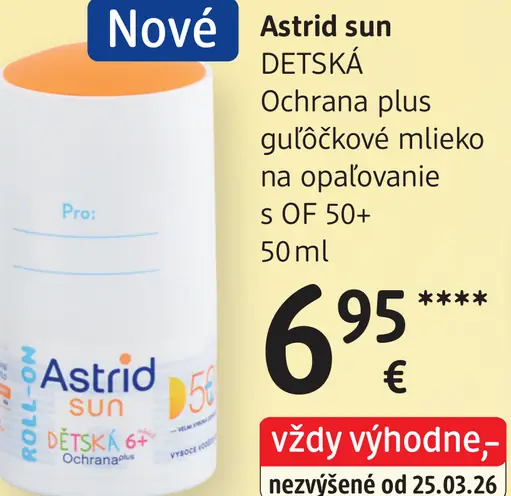 Astrid Sun detská ochranná guľôčkové mlieko na opaľovanie SPF 50+