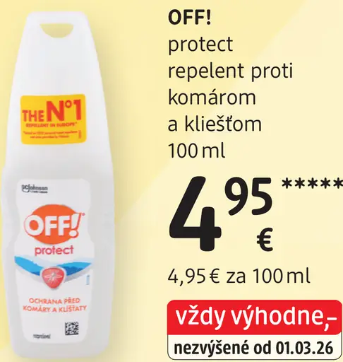 OFF! protect repelent proti komárom a kliešťom
