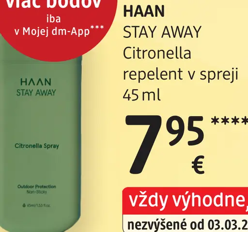Haan Stay Away Citronella repelent v spreji