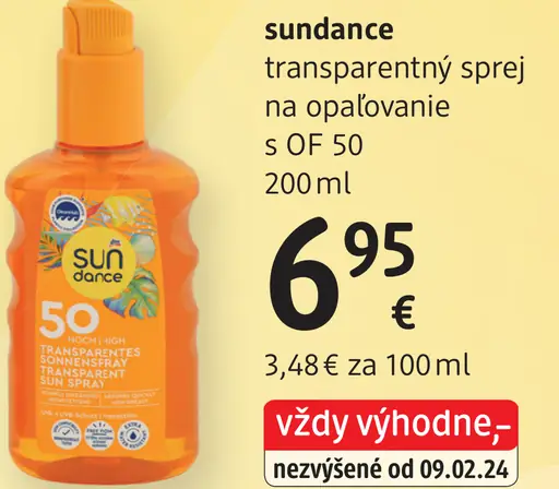 Sundance transparentný sprej na opaľovanie s OF 50