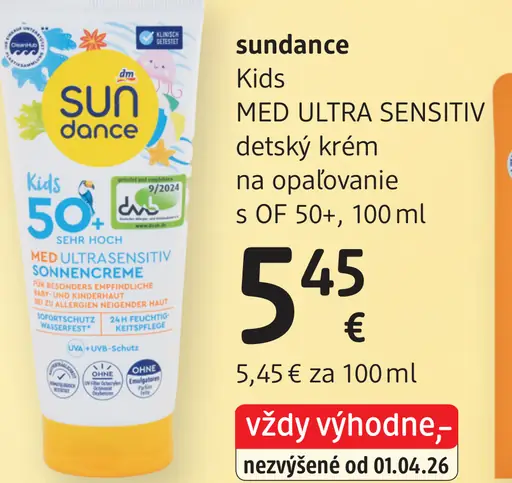 Sundance Kids med ultra sensitiv detský krém na opaľovanie s OF 50+