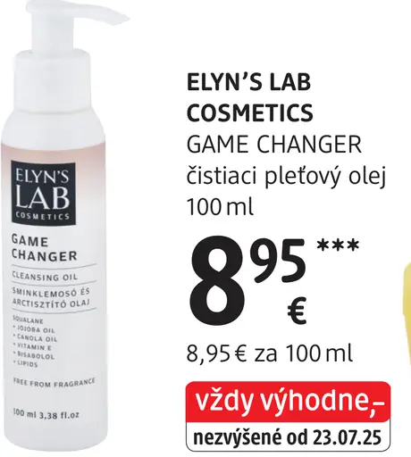 Elyn's Lab Cosmetics Game Changer čistiaci pleťový olej
