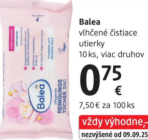 Balea vlhčené čistiace utierky, rôzne druhy