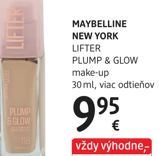 Maybelline New York Lifter Plump & Glow make-up, viac odtieňov
