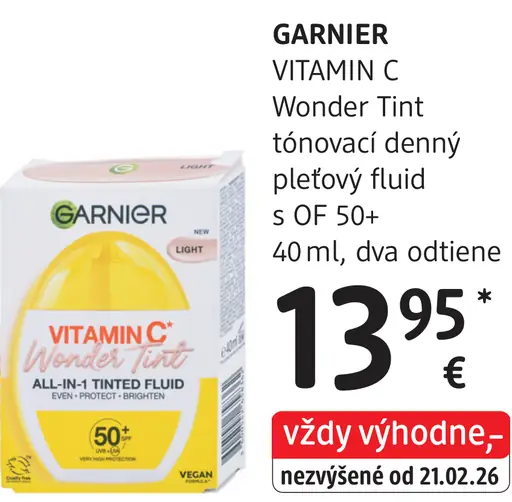 Garnier Vitamin C Wonder Tint tónovací denný pleťový fluid OF 50+