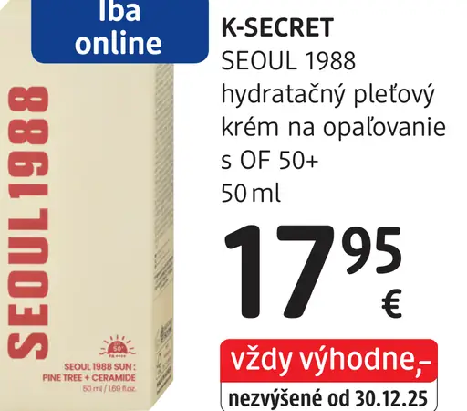 K-Secret Seoul 1988 hydratačný pleťový krém na opaľovanie OF 50+