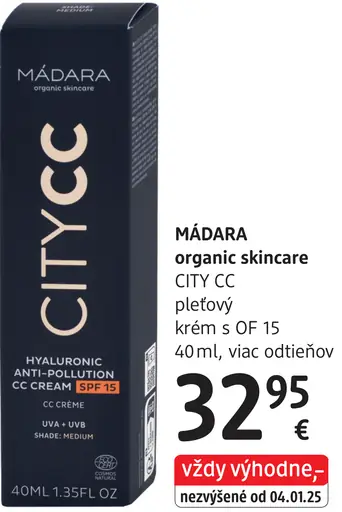 Mádara organic skincare City CC pleťový krém s OF 15