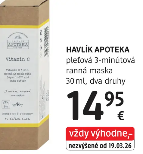 Havlík Apotéka pleťová 3‑minútová ranná maska