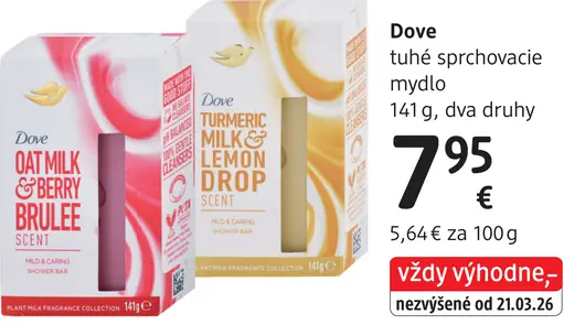 Dove tuhé sprchovacie mydlo dva druhy